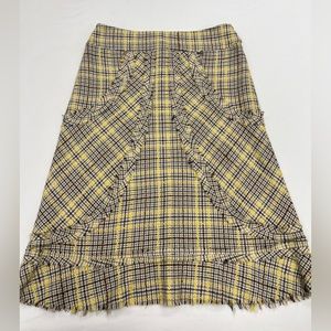 Anthropologie Elevenses Sylvia Wool Tweed Raw Edge A-Line MIDI Skirt